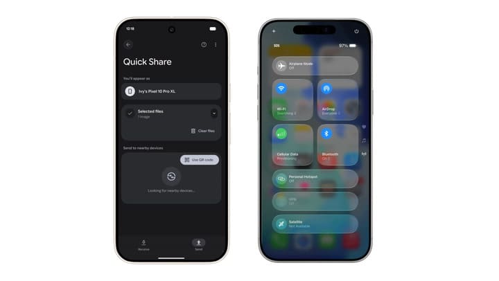 Quick Share de Android es compatible con AirDrop de iOS
