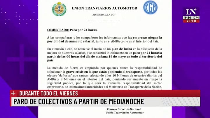 La UTA anunció paro de colectivos