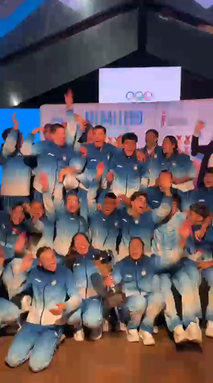 El festejo de la delegación argentina de los atletas en los Juegos Suramericanos Santa Fe 2026