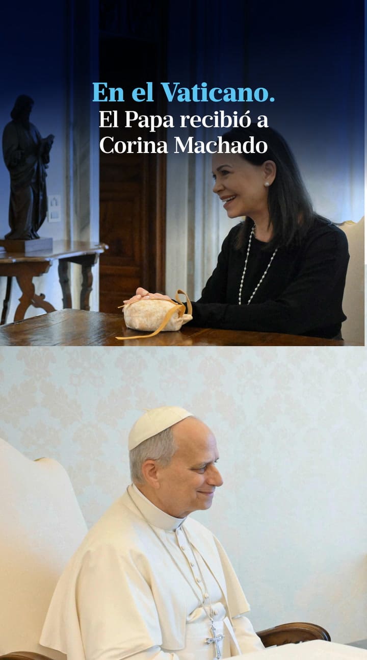 El papa León XIV recibió a María Corina Machado en el Vaticano