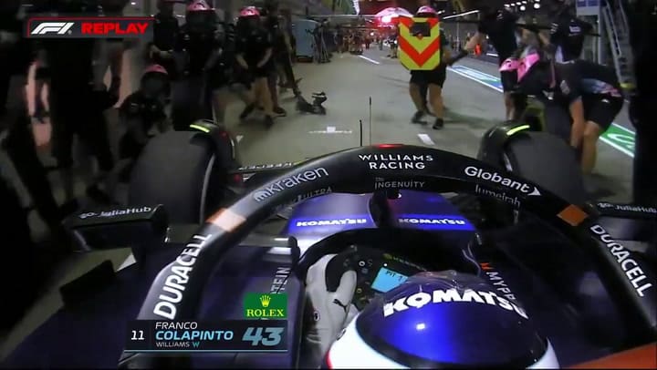 El error en la entrada de boxes de Colapinto