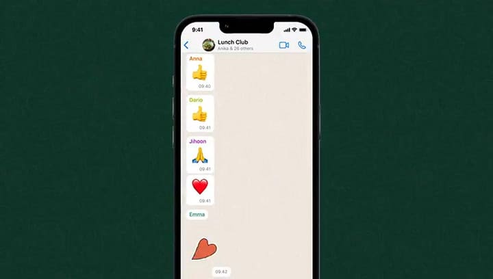 Así se ven las nuevas reacciones en WhatsApp