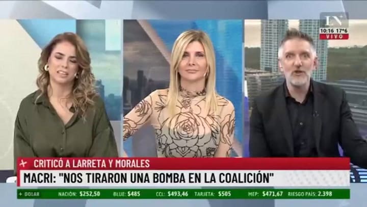 La observación de Novaresio al ver la incomodidad de Luis Juez junto a Mauricio Macri