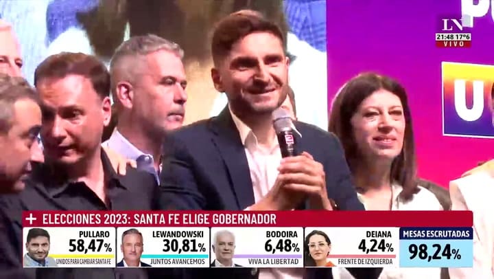 La palabra de Maximiliano Pullaro tras obtener el 58,45% de los votos