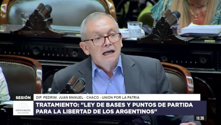 Juan Manuel Pedrini atacó a Milei: "Facultades delegadas, al carajo"