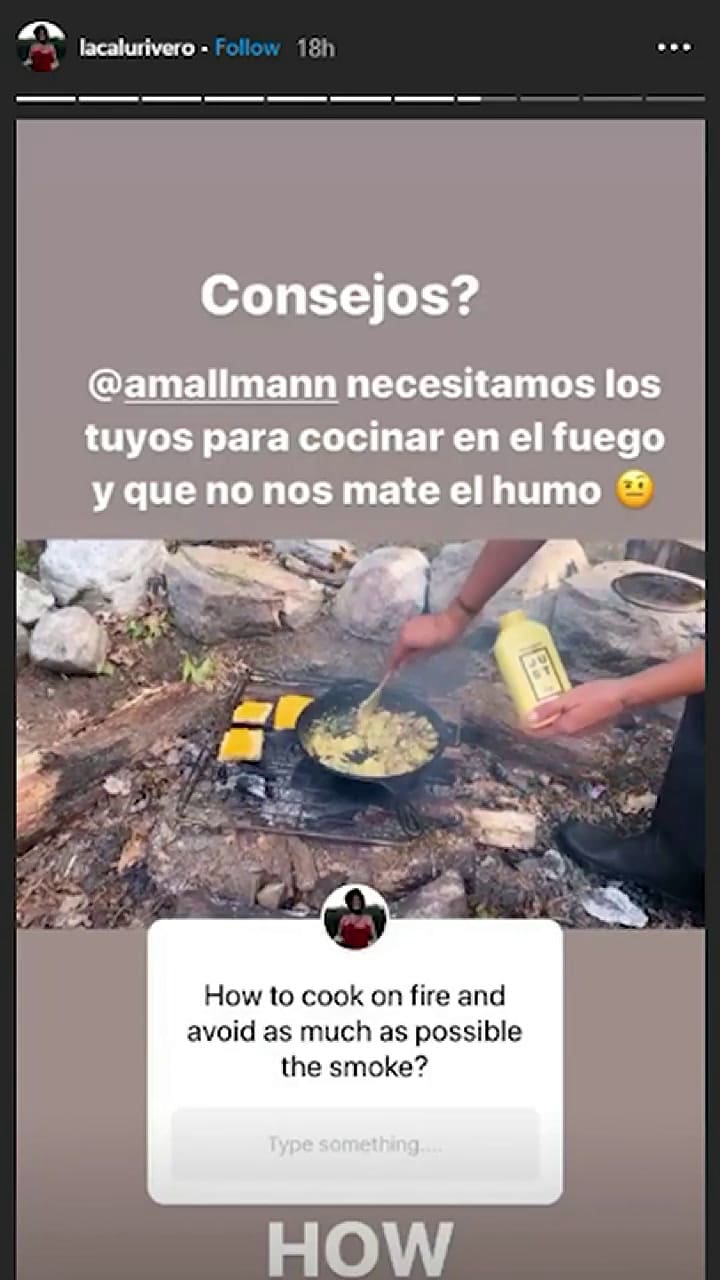 Calu cocina en medio de la naturaleza - Fuente: IG Stories