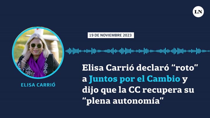 Sin lugar a una negociación. Elisa Carrió declaró “roto” a Juntos por el Cambio y dijo que la CC recupera su “plena autonomía”