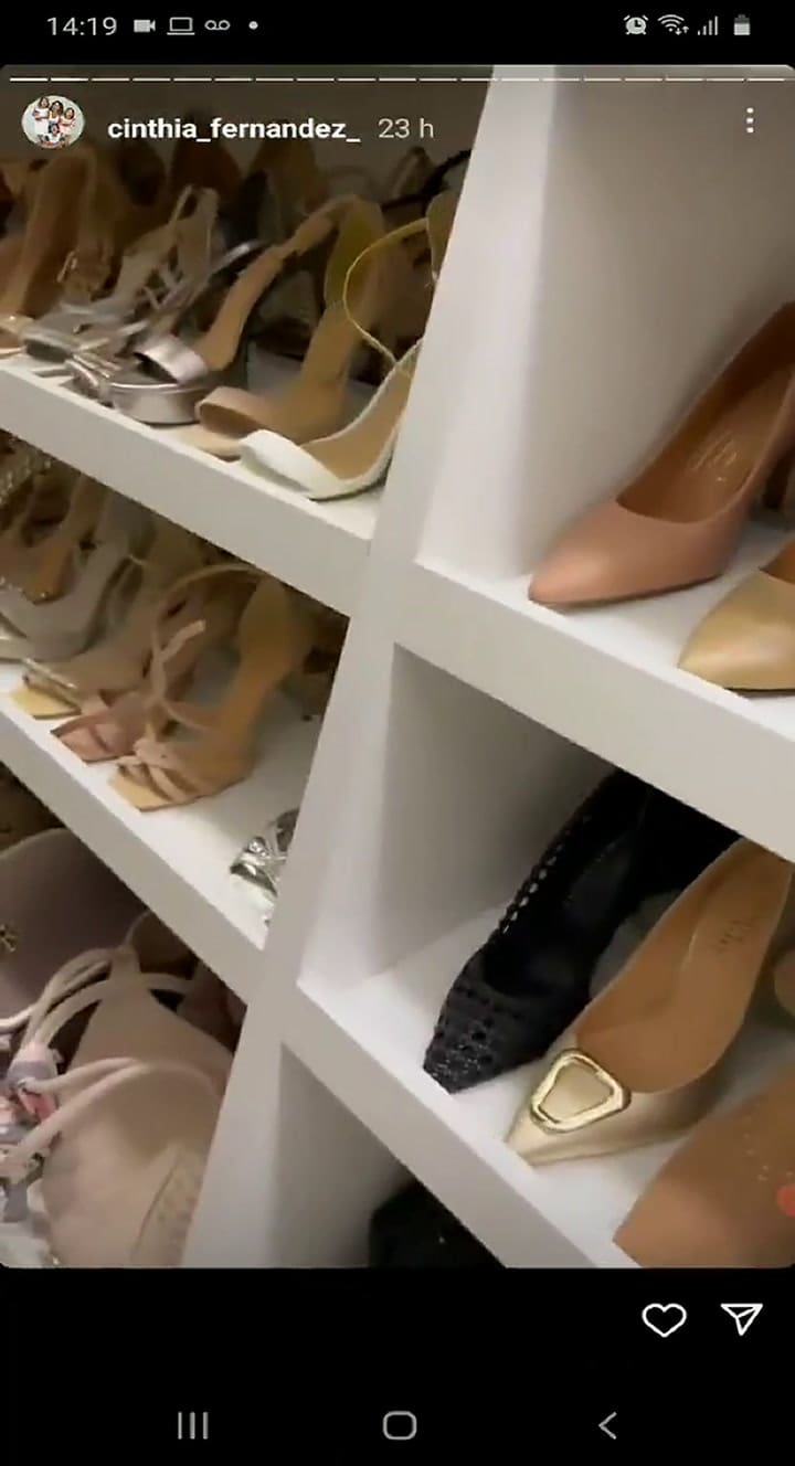 Cinthia Fernández sorprendió en las redes al mostrar la gran cantidad de zapatos que tiene
