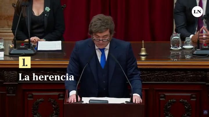 El discurso completo de Javier Milei por la apertura de sesiones 2026 en el Congreso