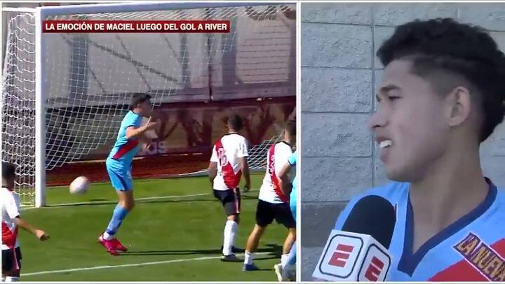 La emoción de un jugador de la reserva de River después de marcar ante Arsenal