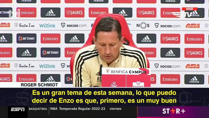 Roger Schmidt, DT de Benfica, habló de la situación de Enzo Fernández
