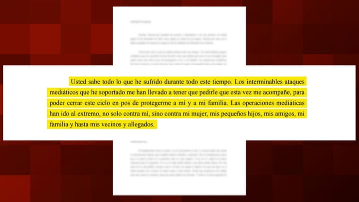 Extracto de la renuncia presentada por Adorni a Milei
