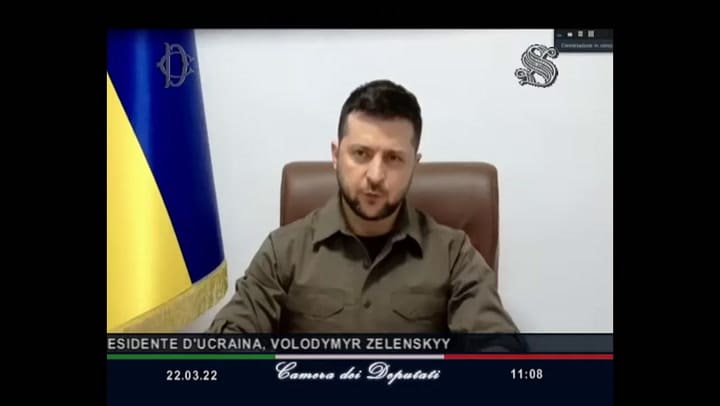 Zelensky habló ante el Parlamento italiano