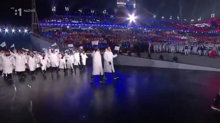 Las dos delegaciones coreanas desfilaron bajo la misma bandera durante la apertura de PyeongChang 20