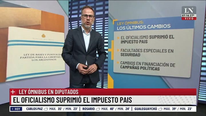 Ley ómnibus en Diputados: el oficialismo suprimió el impuesto PAIS