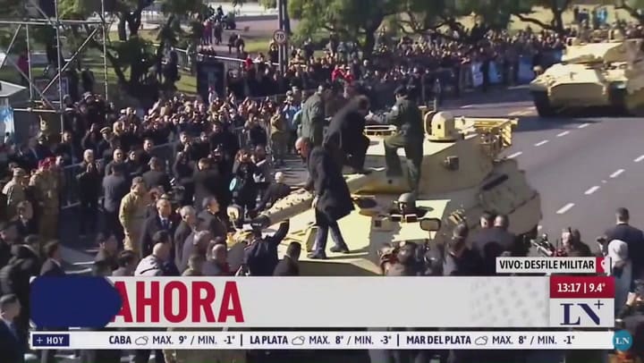 Milei y Villarruel en un tanque