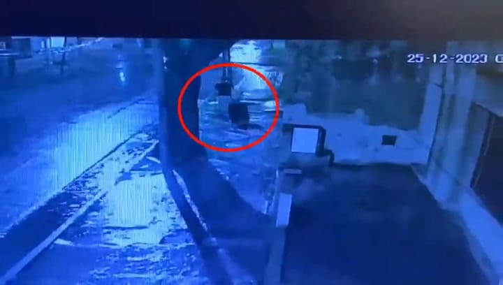 Así trasladaba el hijo los restos descuartizados de su padre