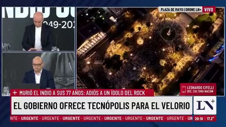 El Gobierno intenta comunicarse con la familia del Indio Solari y ofrece Tecnópolis como lugar para el velatorio