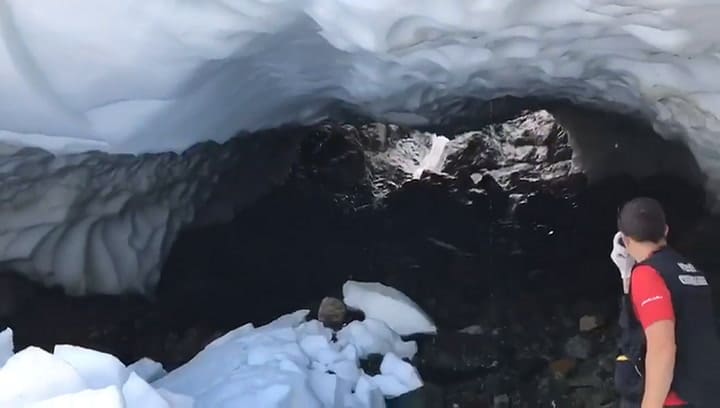 El lugar del gkaciar Hielo Azul donde ocurrió la tragedia. Video: InfoChucao