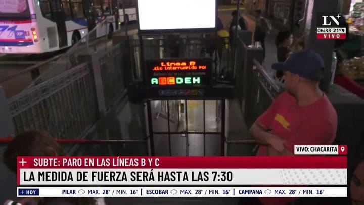 No funcionan las líneas B y C por medida de fuerza gremialo