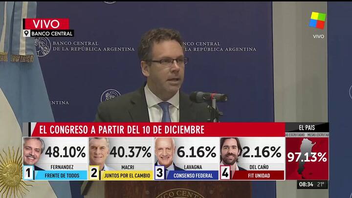 Guido Sandleris anunció nuevas medidas económicas - Fuente: América TV