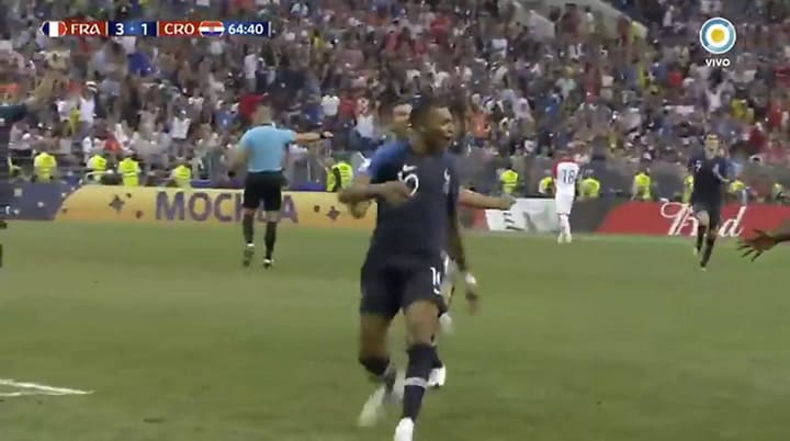 Francia-Croacia: el 4 a 1 de Mbappé - Fuente: TV Pública