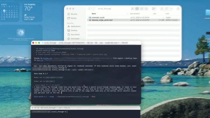 Un ejemplo de Muse Code tomando un video para transformarlo en un sitio web