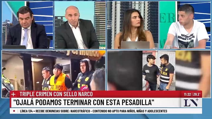 Federico Celedon, primo de Brenda y Morena, en los estudios de LN+