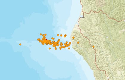 Hubo 110 réplicas del gran terremoto de magnitud 7 que tuvo lugar frente a las costas de California