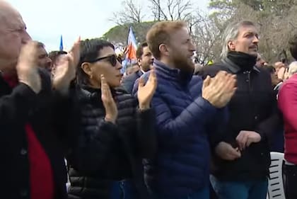 Hugo Yasky, Mayra Mendoza, Federico Otermin y Máximo Kirchner, en San Vicente