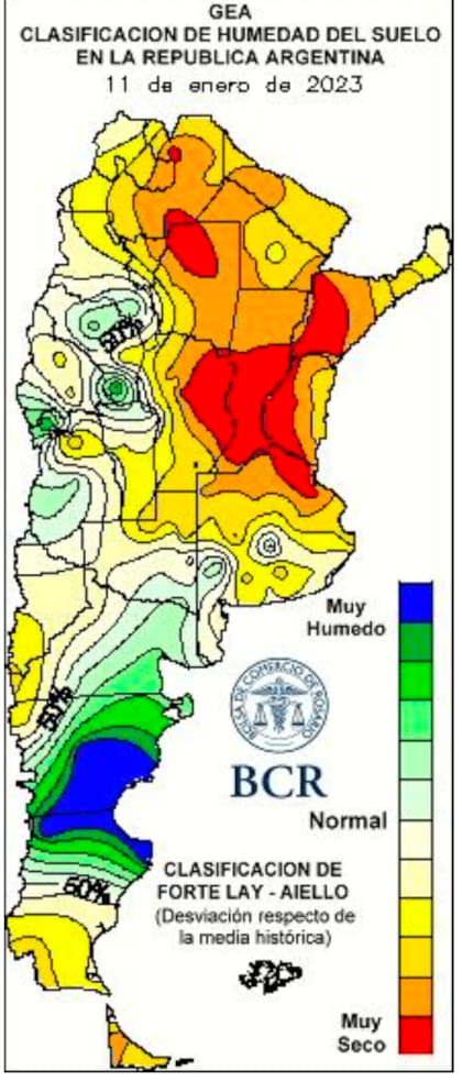 Humedad en el suelo al 11 de enero de 2023