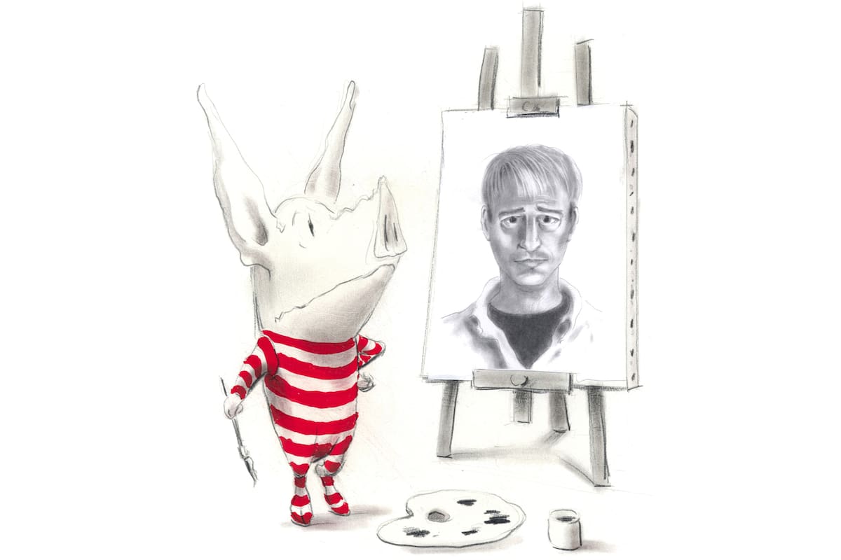 Ian Falconer, creador de Olivia, retratado por su personaje en la hora de la despedida