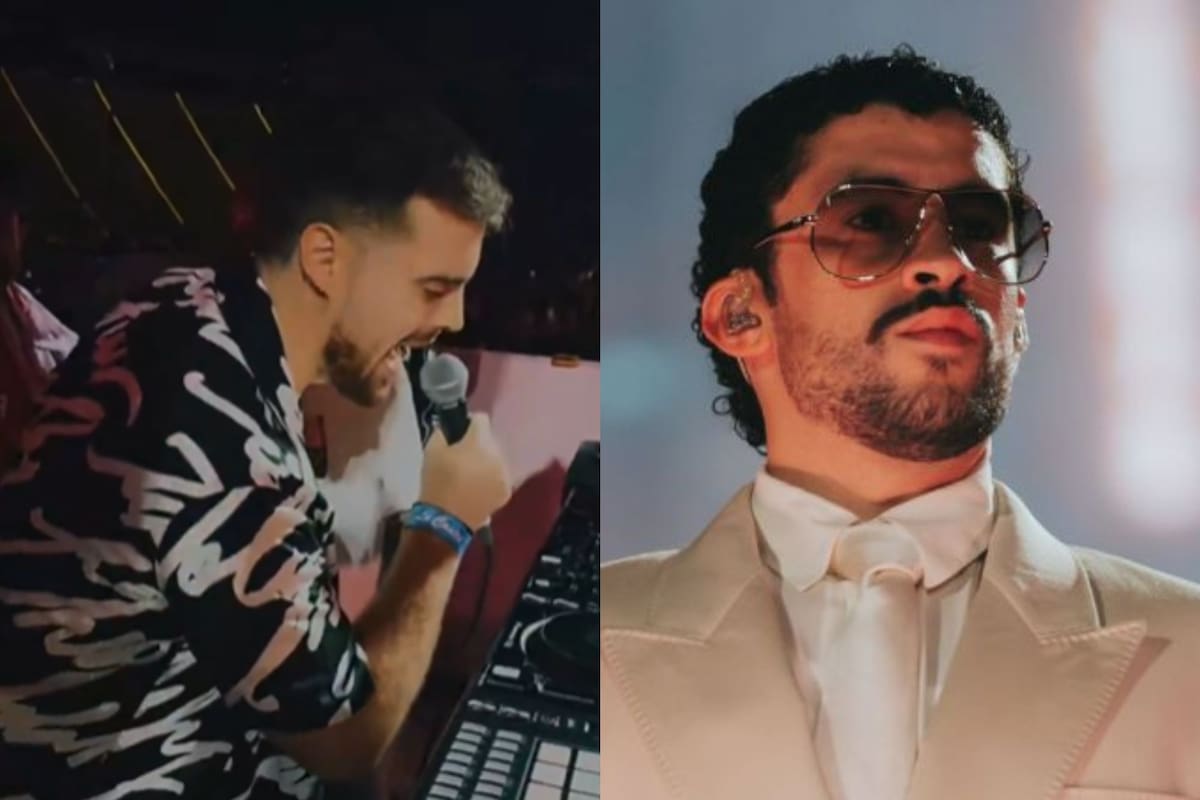 Ibai Llanos surpreso no show Bad Bunny em Barcelona