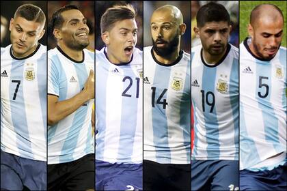 Icardi, Mercado, Dybala, Mascherano, Banega y Pizarro
