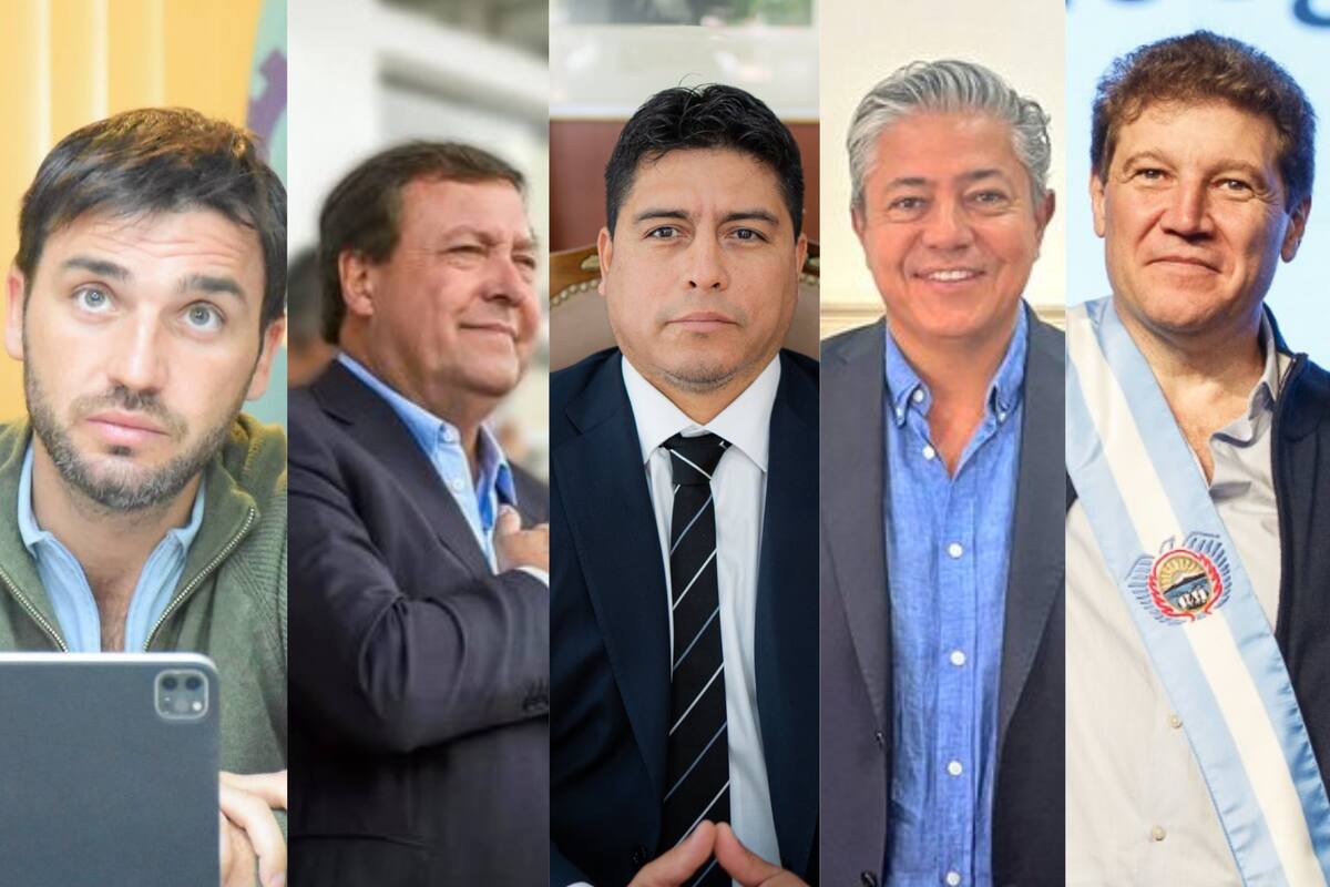 Ignacio Torres, gobernador de Chubut; Alberto Weretilneck, gobernador de Río Negro; Claudio Vidal, gobernador de Santa Cruz; Rolando Figueroa, gobernador de Neuquén, y Gustavo Melella, gobernador de Tierra del Fuego