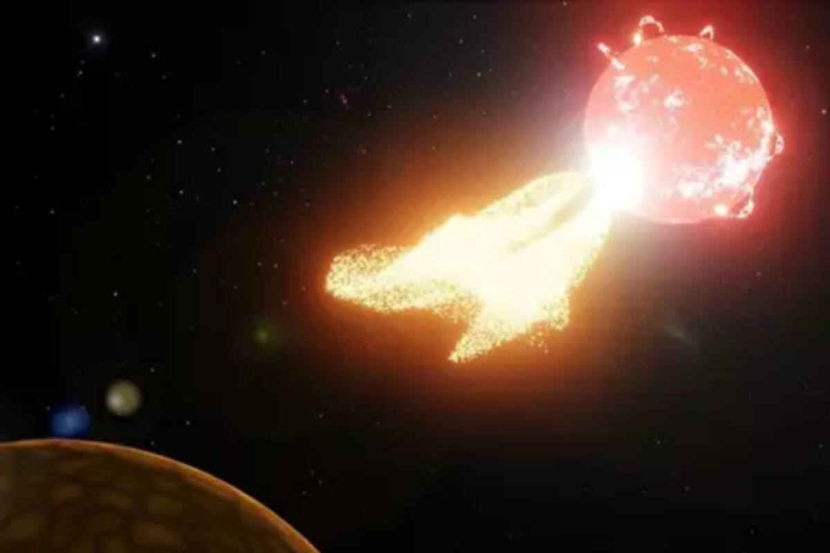 Ilustración artística de llamarada en el sistema estelar vecino Próxima Centauri