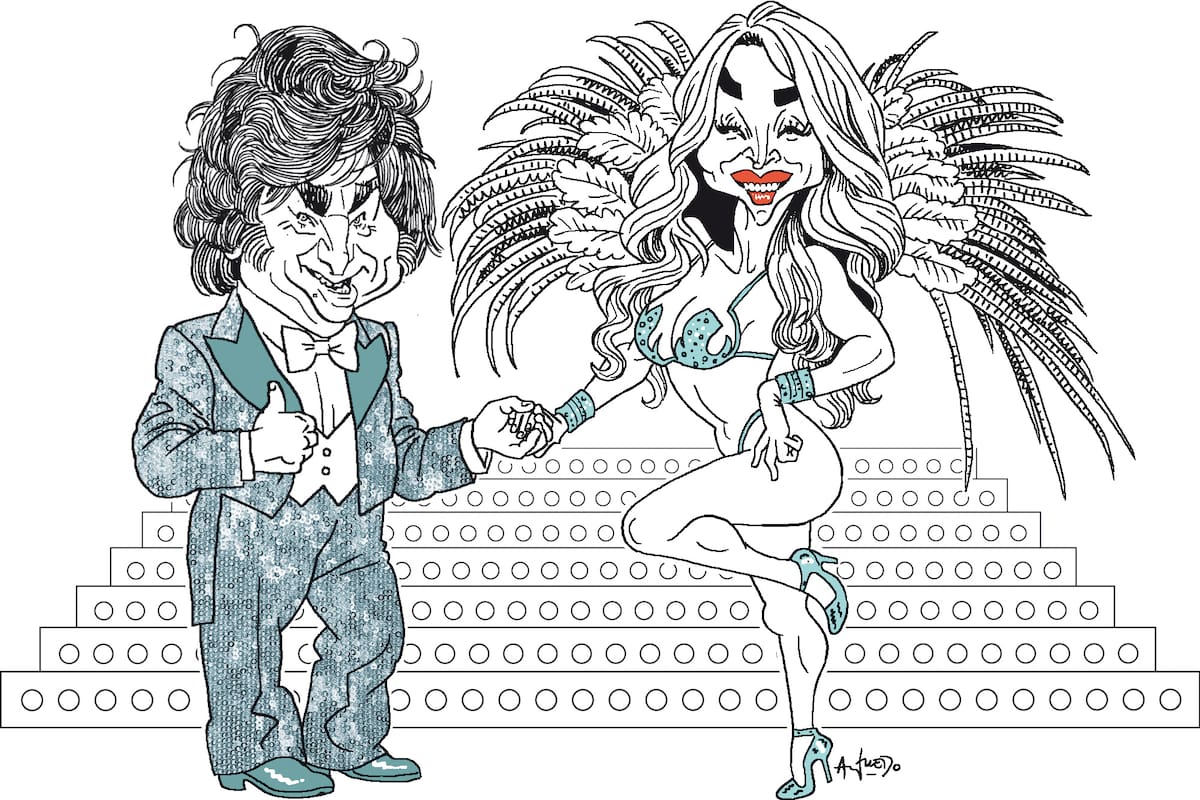 Ilustración de Javier Milei con Fátima Flórez