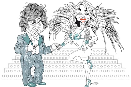 Ilustración de Javier Milei con Fátima Flórez