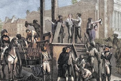 Ilustración de la ejecución de Robespierre en la Place de la Concorde de París en 1794