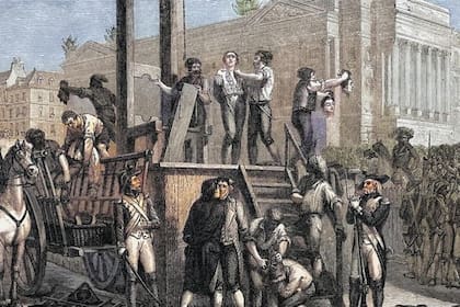 Ilustración de la ejecución de Robespierre en la Place de la Concorde de París en 1794