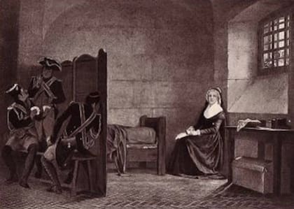 Ilustración de María Antonieta recluida en la Conciergerie