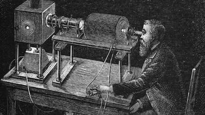 Ilustración de Maxwell investigando magnetismo y luz