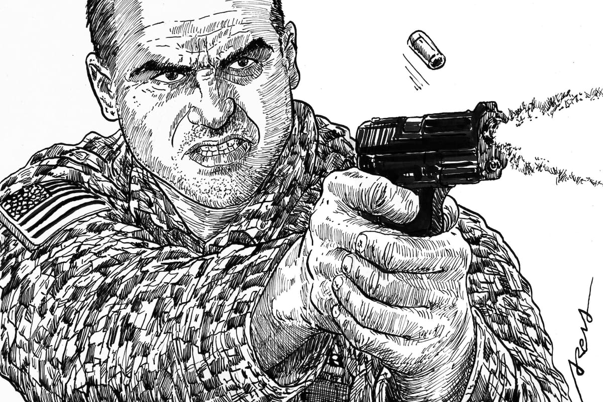 Ilustración de Nidal Malik Hasan, el psiquiatra militar condenado a muerte por la masacre de Fort Hood de 2009, en la que asesinó a 13 personas