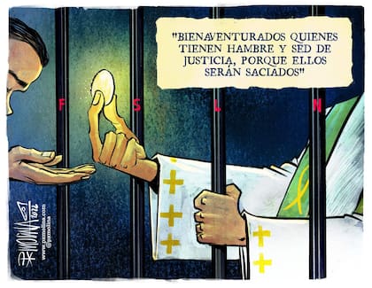Ilustración de Pedro X. Molina en confidencial.digital.com sobre la represión a la Iglesia en Nicaragua