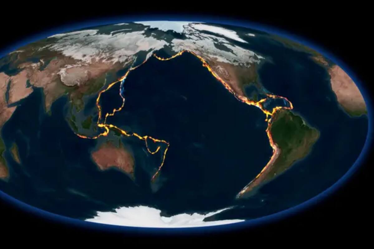 Ilustración del Anillo de Fuego del Pacífico, donde se producen una gran parte de los terremotos en el mundo