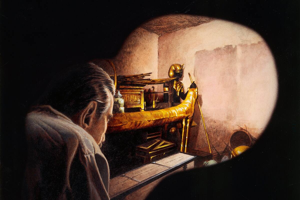 Ilustración del interior de la tumba de Tutankamón