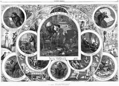 Ilustraciones navideñas con Papá Noel en el Polo Norte publicadas en 1866
