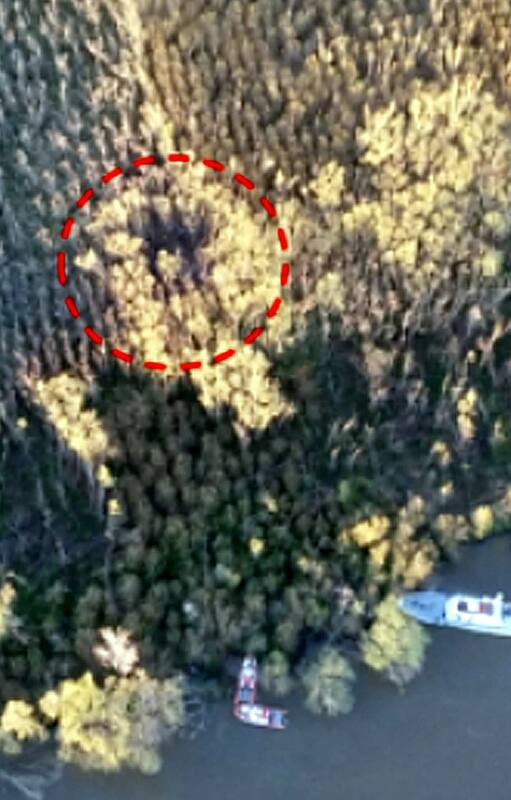 Imagen aérea de la zona de impacto del LV-MCV