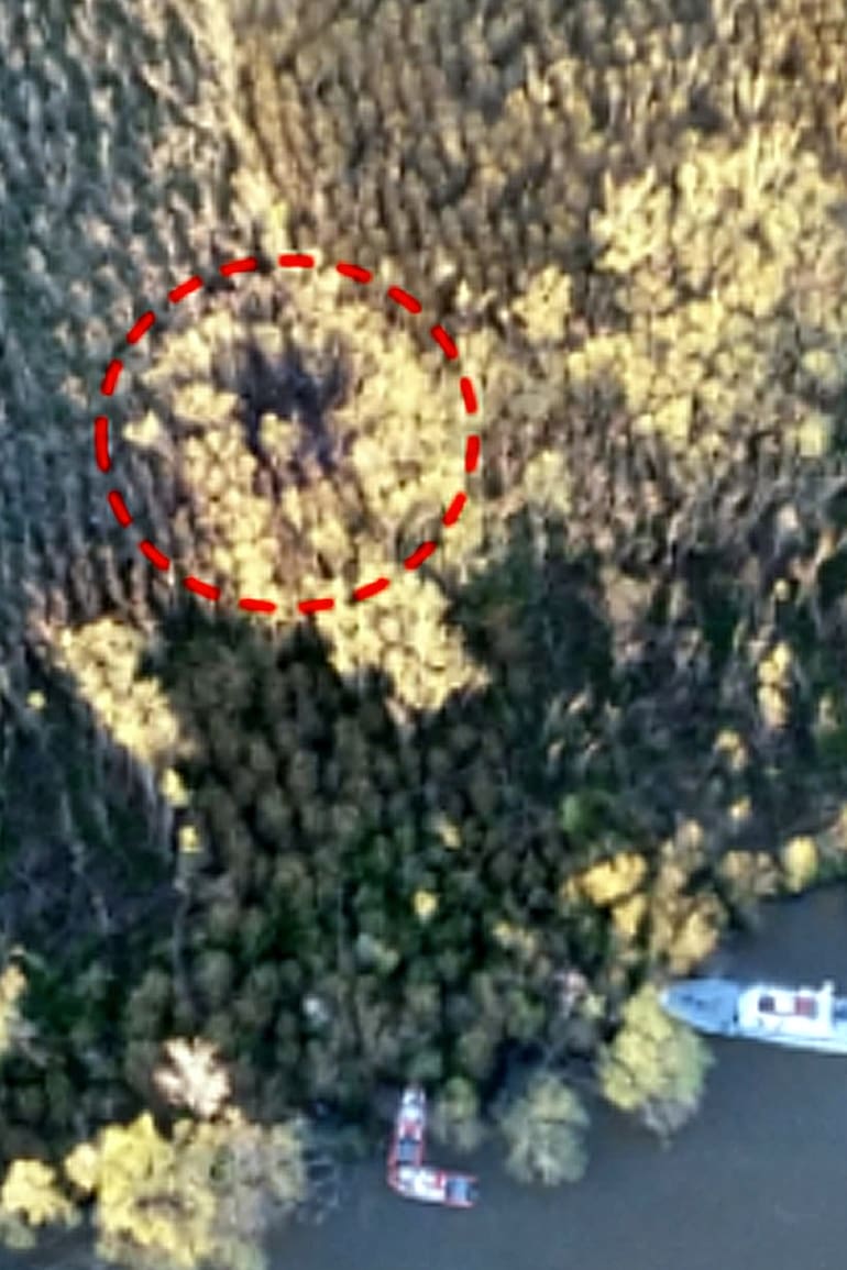 Imagen aérea de la zona de impacto del LV-MCV