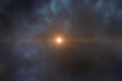 Imagen artística de la estrella J0023+0307 que se creó en las primeras etapas de la formación de la Vía Láctea. La estrella J0023+0307 se formó a partir del material eyectado por las primeras supernovas